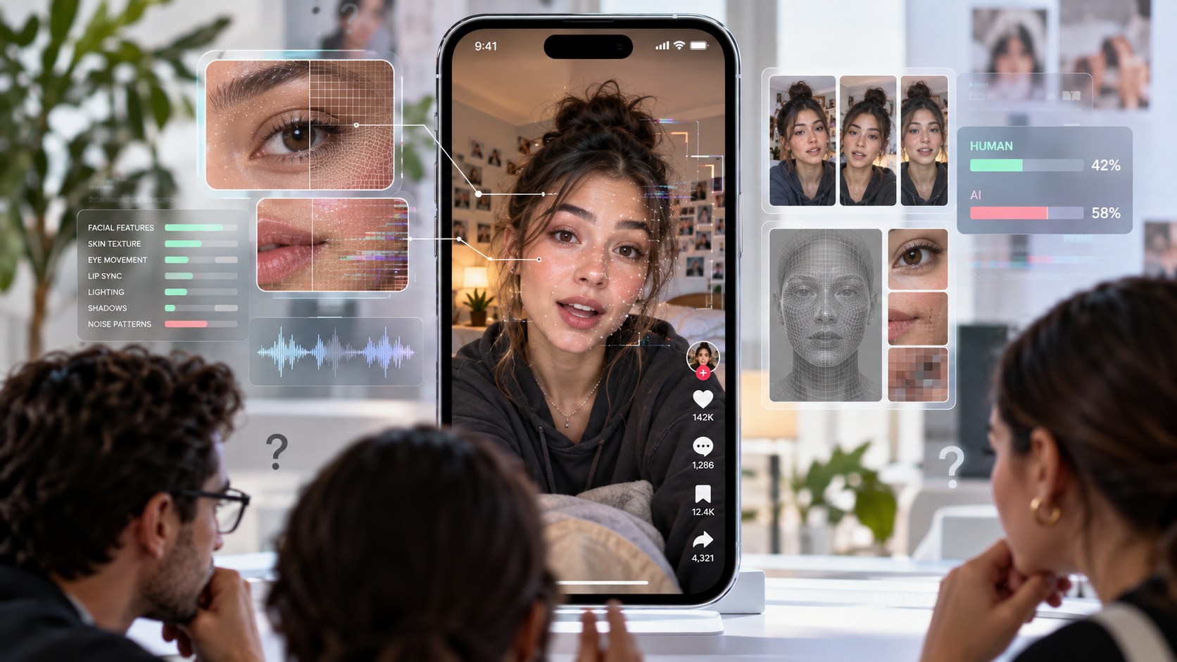Editorial illustration for “Can people identify AI-generated UGC videos?”.