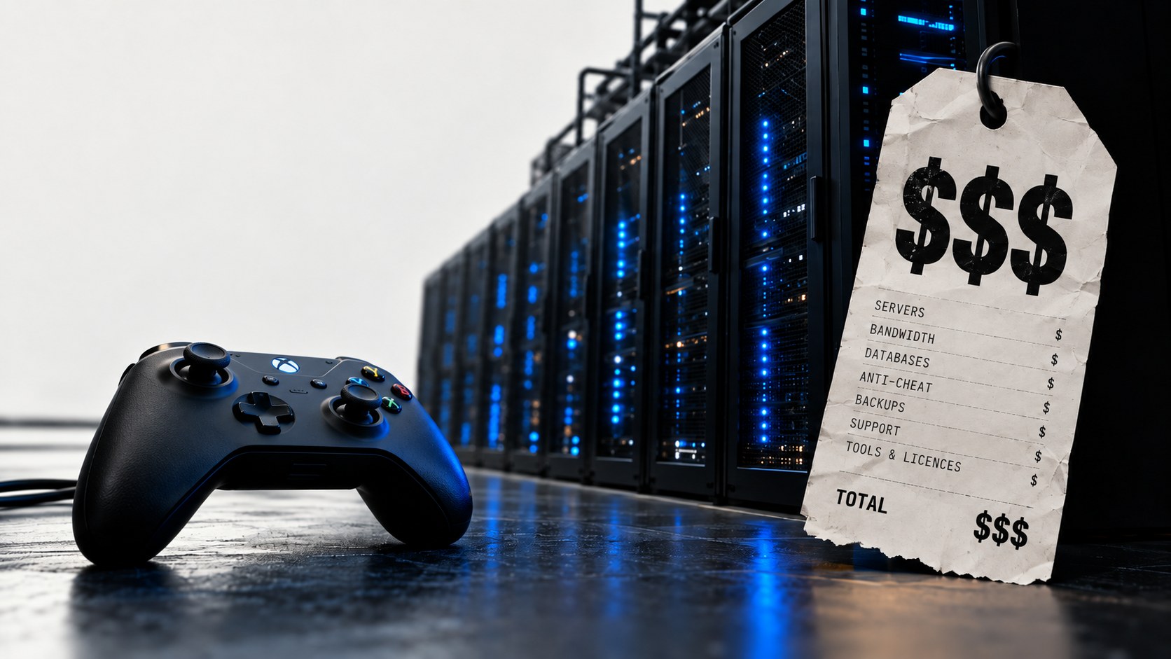Editorial illustration for “How much it costs to run an online game”.