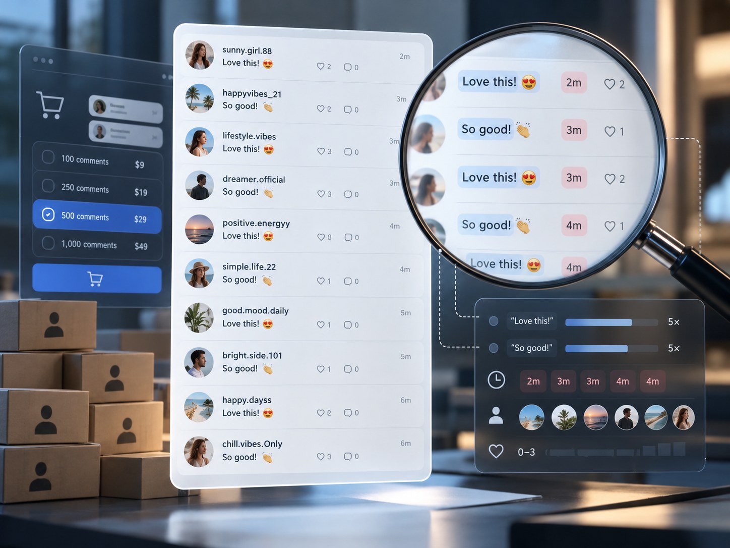 Editorial illustration for “How to spot purchased comments”.