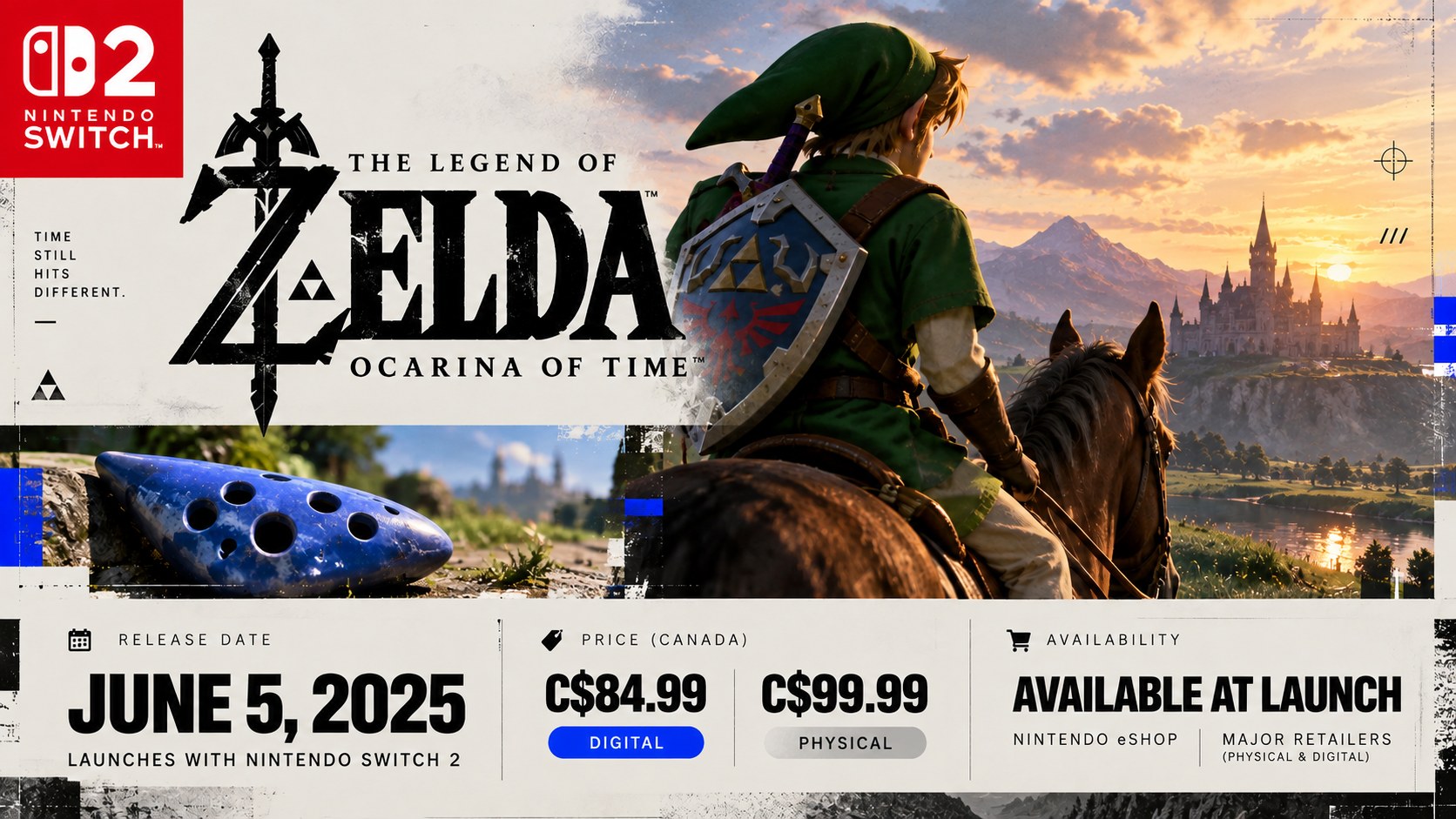 Editorial illustration for “Zelda: Ocarina of Time on Switch 2 — release date, price and availability”.